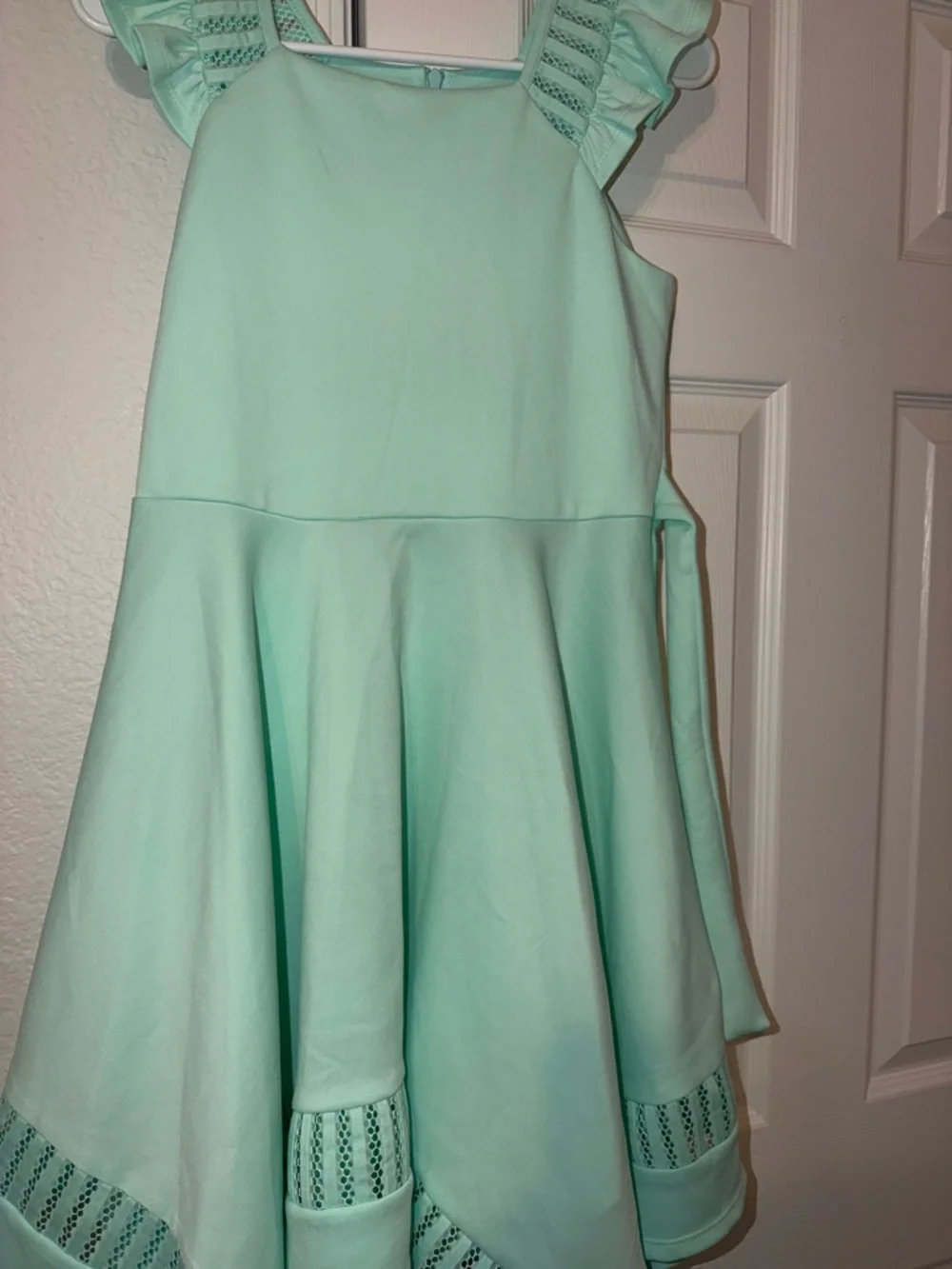 Bonnie Jean Mint Green Handkerchief Hem Girls Dress - Picture 2 of 8
